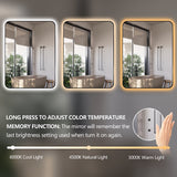 Curva Rectangle Matte Black 600 x 800 Touchless LED Mirror - Three Light Temperatures | Indulge Bathroom