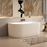 Ronda Fluted Gloss 1500mm V Groove Back to Wall Round Freestanding Bath | Indulge Bathroom