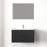 Kelsa 900 Fluted Matte Black Wall Hung Vanity | Indulge Bathroom