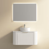 Ronda 900 Curved Fluted Matte White Wall Hung Vanity | Indulge Bathroom