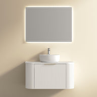 Ronda 900 Curved Fluted Matte White Wall Hung Vanity | Indulge Bathroom
