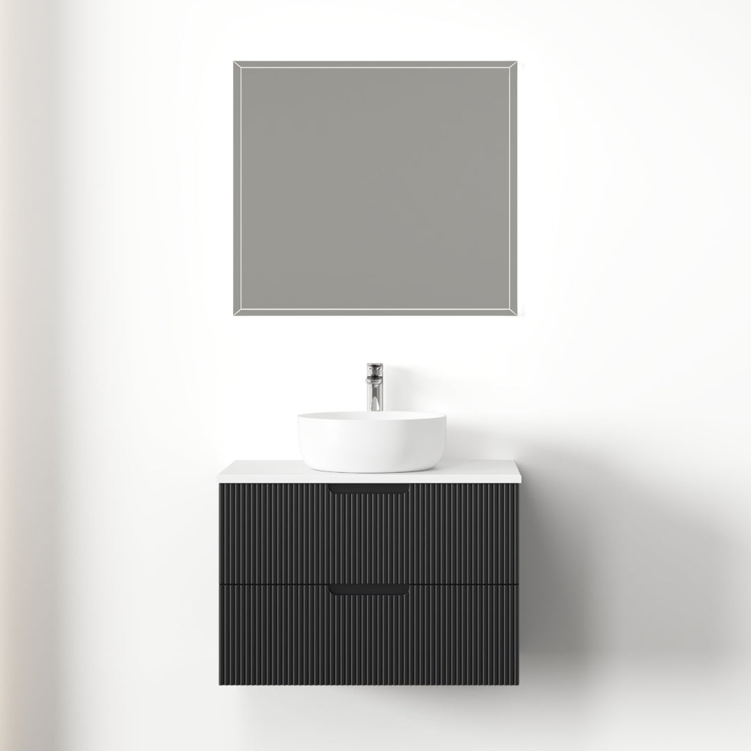 Kelsa 750 Fluted Matte Black Wall Hung Vanity | Indulge Bathroom