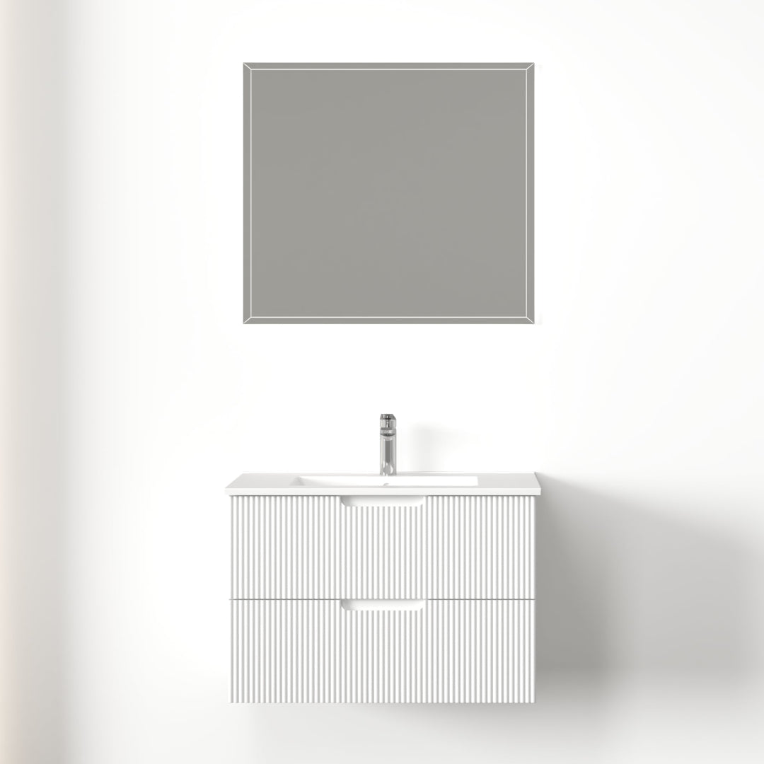 Kelsa 750 Fluted Matte White Wall Hung Vanity | Indulge Bathroom