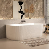 Ronda Fluted Gloss 1700mm V Groove Back to Wall Round Freestanding Bath | Indulge Bathroom