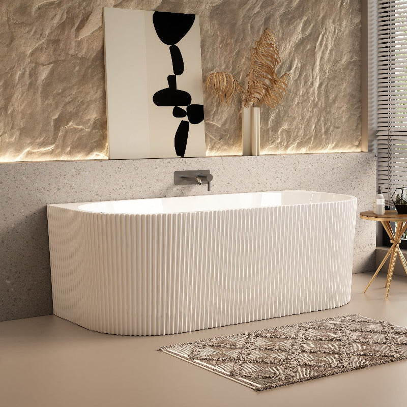 Ronda Fluted Gloss 1700mm V Groove Back to Wall Round Freestanding Bath | Indulge Bathroom
