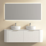 Ronda 1500 Curved Double Matte White Fluted Wall Hung Vanity | Indulge Bathroom