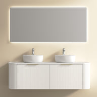 Ronda 1500 Curved Double Matte White Fluted Wall Hung Vanity | Indulge Bathroom