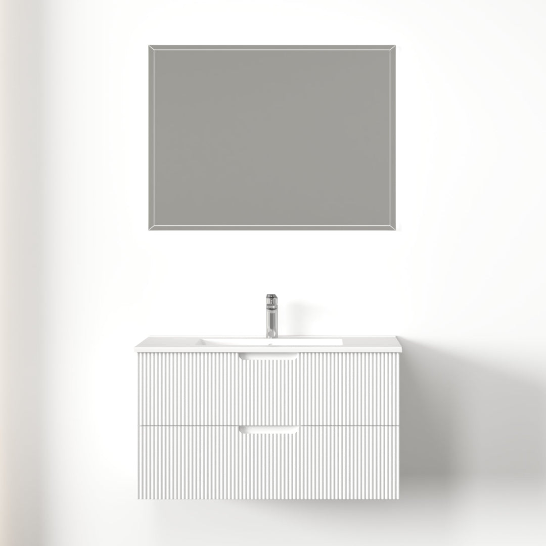Kelsa 900 Fluted Matte White Wall Hung Vanity | Indulge Bathroom