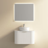 Ronda 750 Curved Matte White Fluted Wall Hung Vanity | Indulge Bathroom