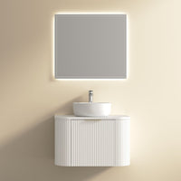 Ronda 750 Curved Matte White Fluted Wall Hung Vanity | Indulge Bathroom