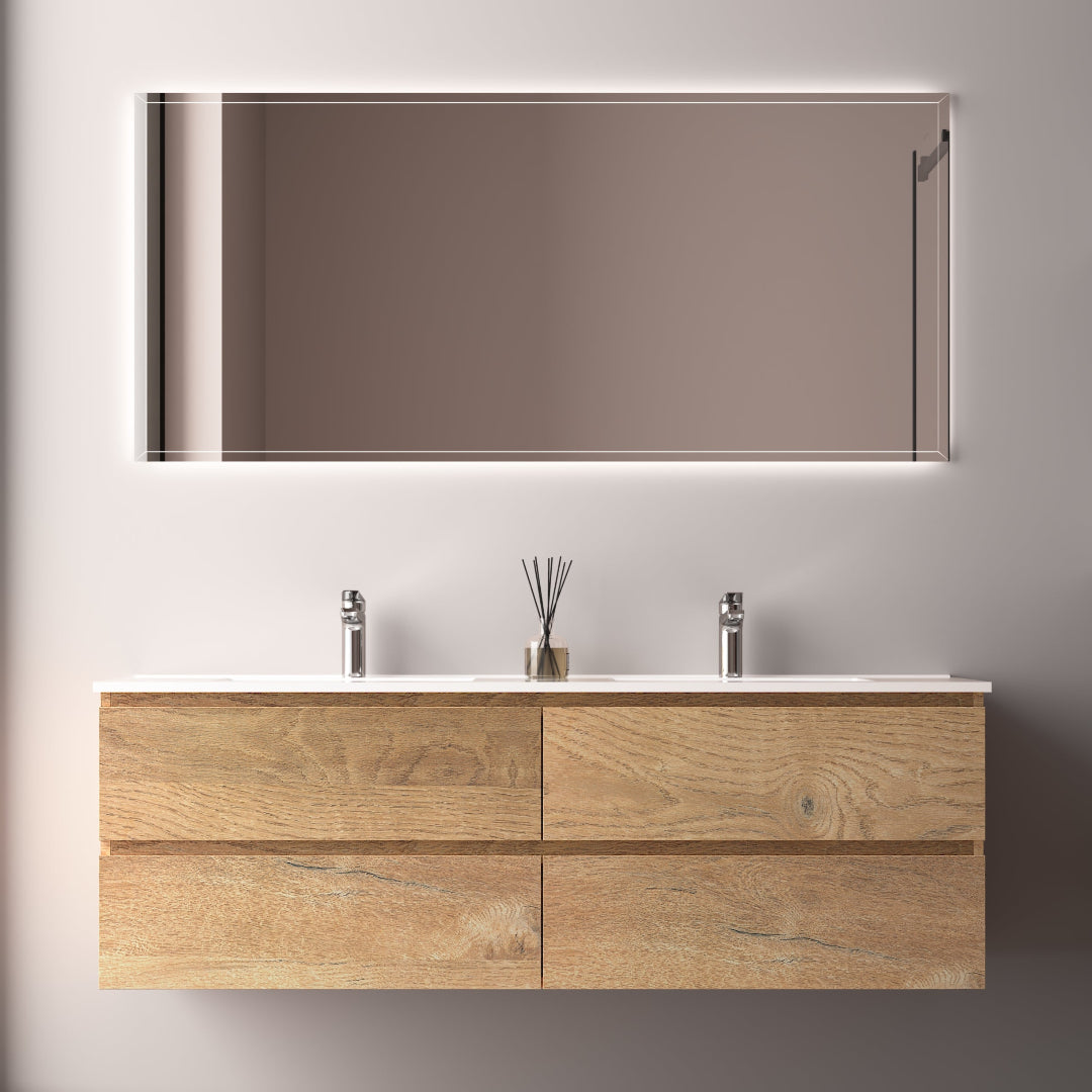 Avia 1500mm Double Natural Oak Wall Hung Vanity | Indulge Bathroom