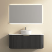 Ronda 1200 Curved Matte Black Fluted Wall Hung Vanity | Indulge Bathroom