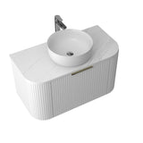 Ronda 900 Curved Fluted Matte White Wall Hung Vanity | Indulge Bathroom