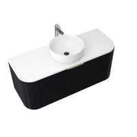 Ronda 1200 Curved Matte Black Fluted Wall Hung Vanity | Indulge Bathroom