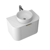 Ronda 750 Curved Matte White Fluted Wall Hung Vanity | Indulge Bathroom