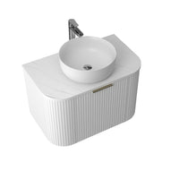 Ronda 750 Curved Matte White Fluted Wall Hung Vanity | Indulge Bathroom