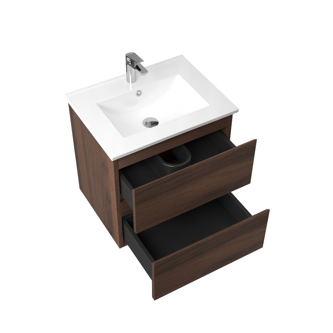 Avia 600mm Walnut Wall Hung Vanity | Indulge Bathroom