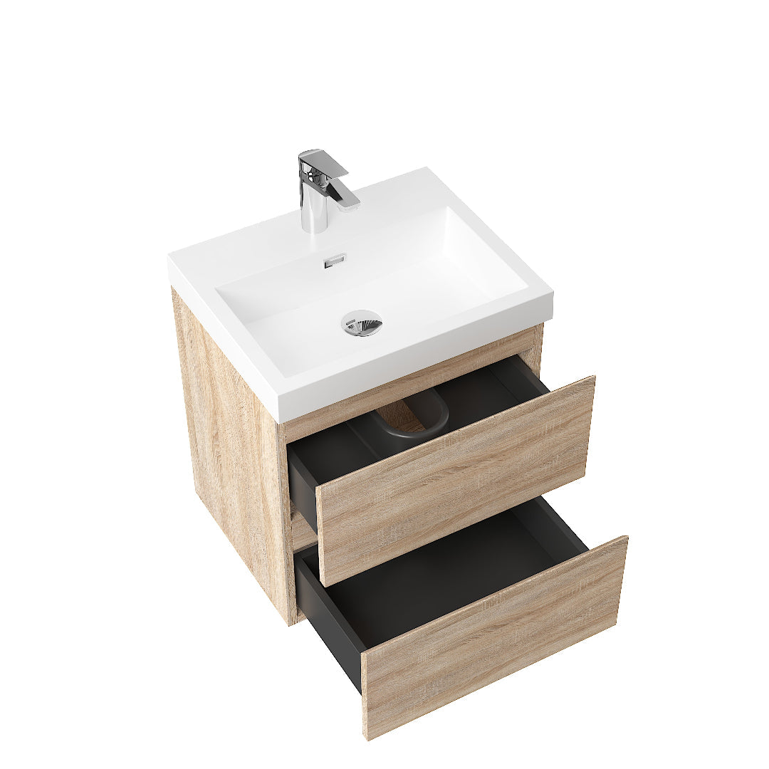 Sella 500mm White Oak Wall Hung Vanity | Indulge Bathroom