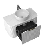 Ronda 900 Curved Fluted Matte White Wall Hung Vanity | Indulge Bathroom