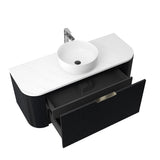 Ronda 1200 Curved Matte Black Fluted Wall Hung Vanity | Indulge Bathroom
