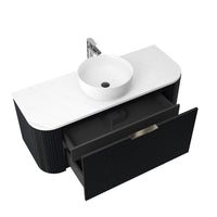 Ronda 1200 Curved Matte Black Fluted Wall Hung Vanity | Indulge Bathroom