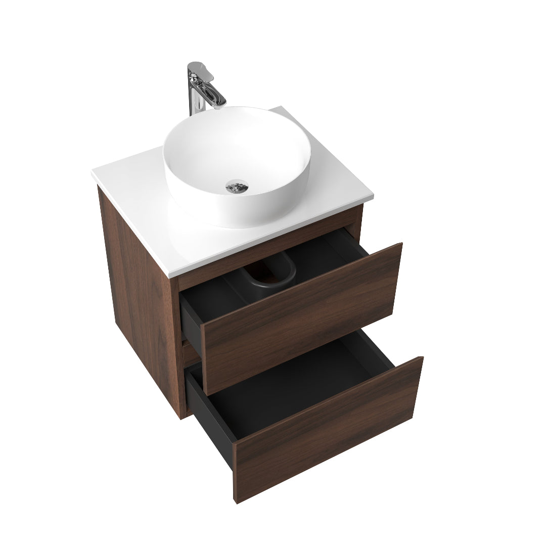 Avia 600mm Walnut Wall Hung Vanity | Indulge Bathroom
