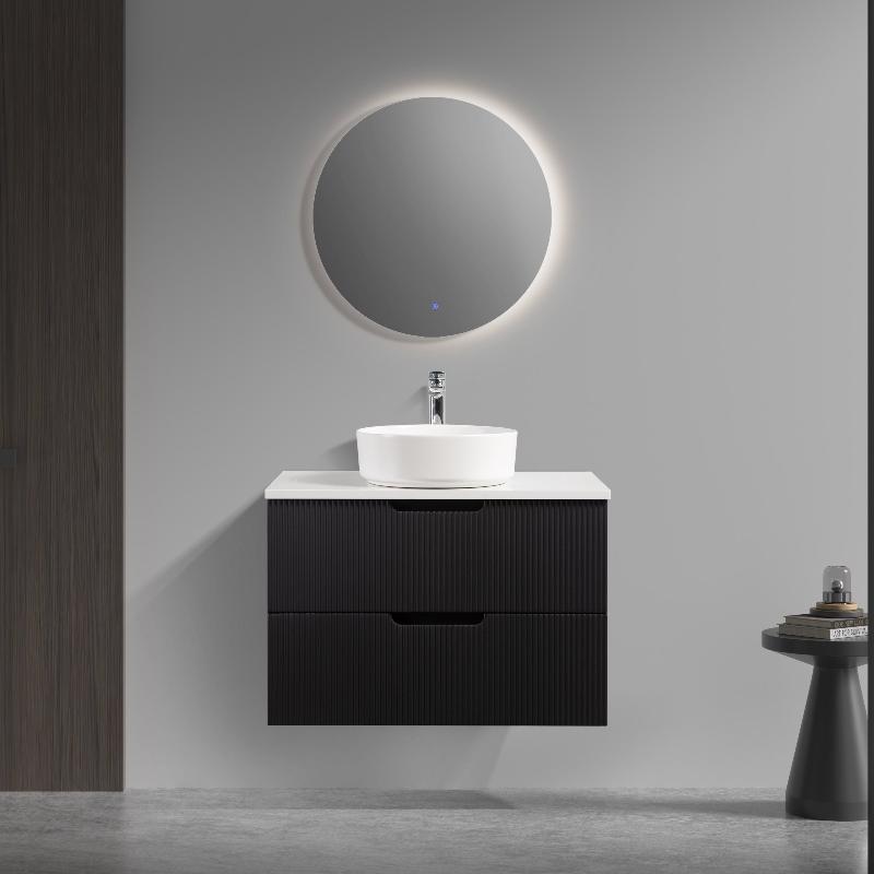 Kelsa 750 Fluted Matte Black Wall Hung Vanity | Indulge Bathroom