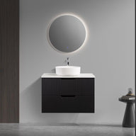Kelsa 600 Fluted Matte Black Wall Hung Vanity | Indulge Bathroom
