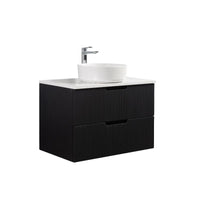 Kelsa 750 Fluted Matte Black Wall Hung Vanity | Indulge Bathroom