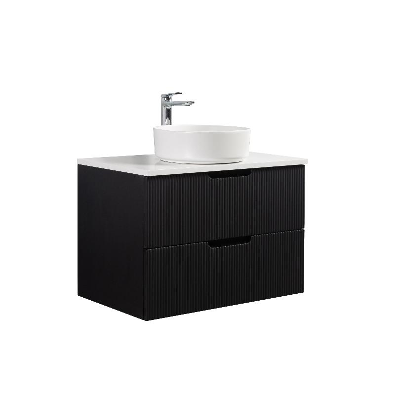 Kelsa 750 Fluted Matte Black Wall Hung Vanity | Indulge Bathroom