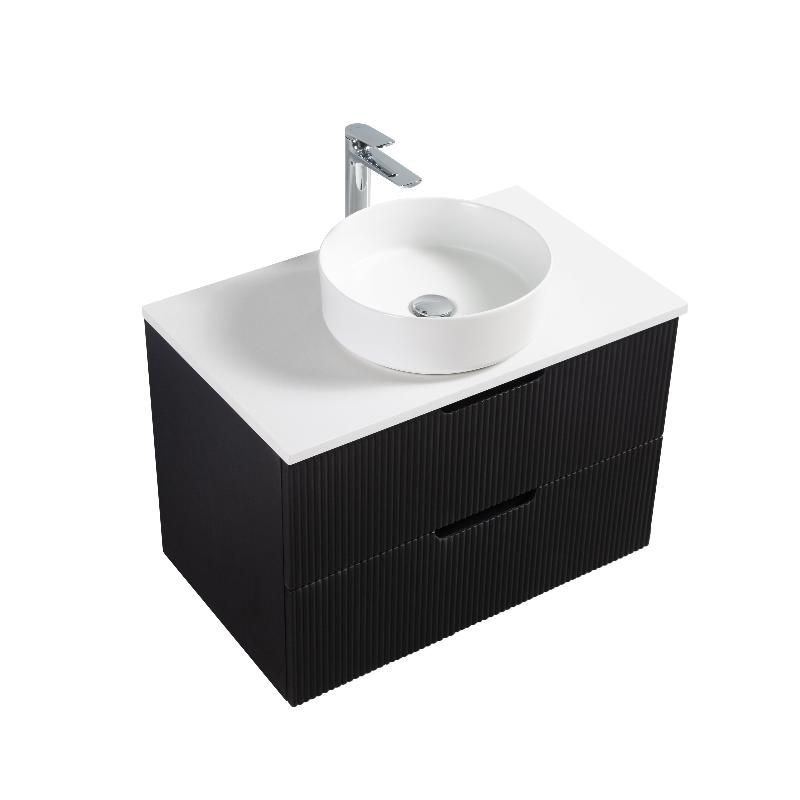 Kelsa 750 Fluted Matte Black Wall Hung Vanity | Indulge Bathroom