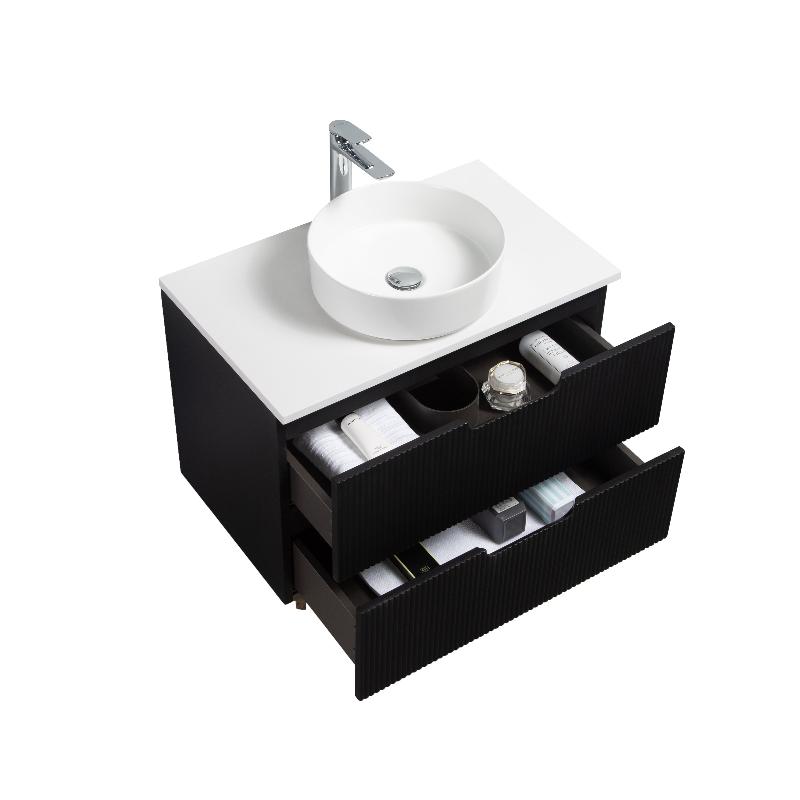 Kelsa 750 Fluted Matte Black Wall Hung Vanity | Indulge Bathroom
