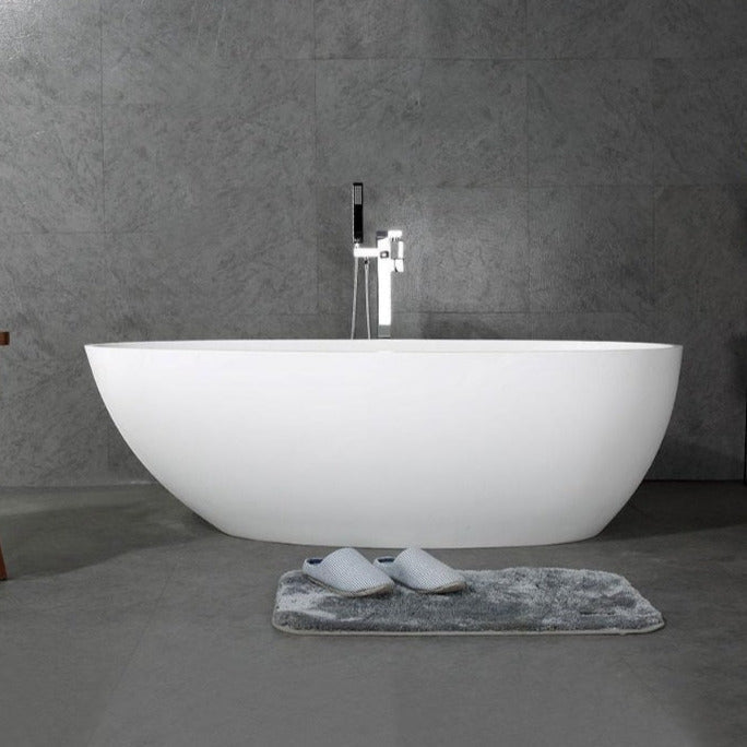 Ocean 1500mm Stone Matte White Freestanding Bath Tub | Indulge Bathroom