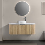 Ronda 1200 Curved White Oak Fluted Wall Hung Vanity | Indulge Bathroom