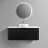 Ronda 1200 Curved Matte Black Fluted Wall Hung Vanity | Indulge Bathroom