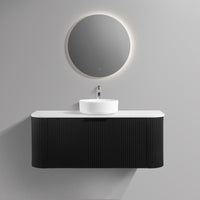 Ronda 1200 Curved Matte Black Fluted Wall Hung Vanity | Indulge Bathroom