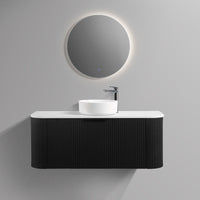 Ronda 1200 Curved Matte Black Fluted Wall Hung Vanity | Indulge Bathroom