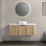 Ronda 1200 Curved White Oak Fluted Wall Hung Vanity | Indulge Bathroom