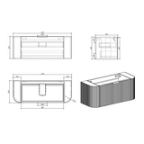 Ronda 1200 Curved Matte Black Fluted Wall Hung Vanity | Indulge Bathroom
