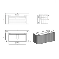 Ronda 1200 Curved Matte Black Fluted Wall Hung Vanity | Indulge Bathroom
