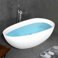 Ocean 1700mm Stone Matte White Freestanding Bath Tub | Indulge Bathroom