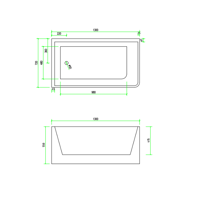 Corner 1300 Left Fit Freestanding Bath Tub | Indulge Bathroom