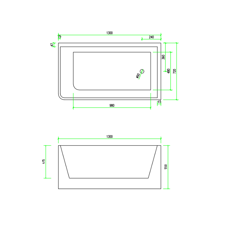 Corner 1300 Right Fit Freestanding Bath Tub | Indulge Bathroom