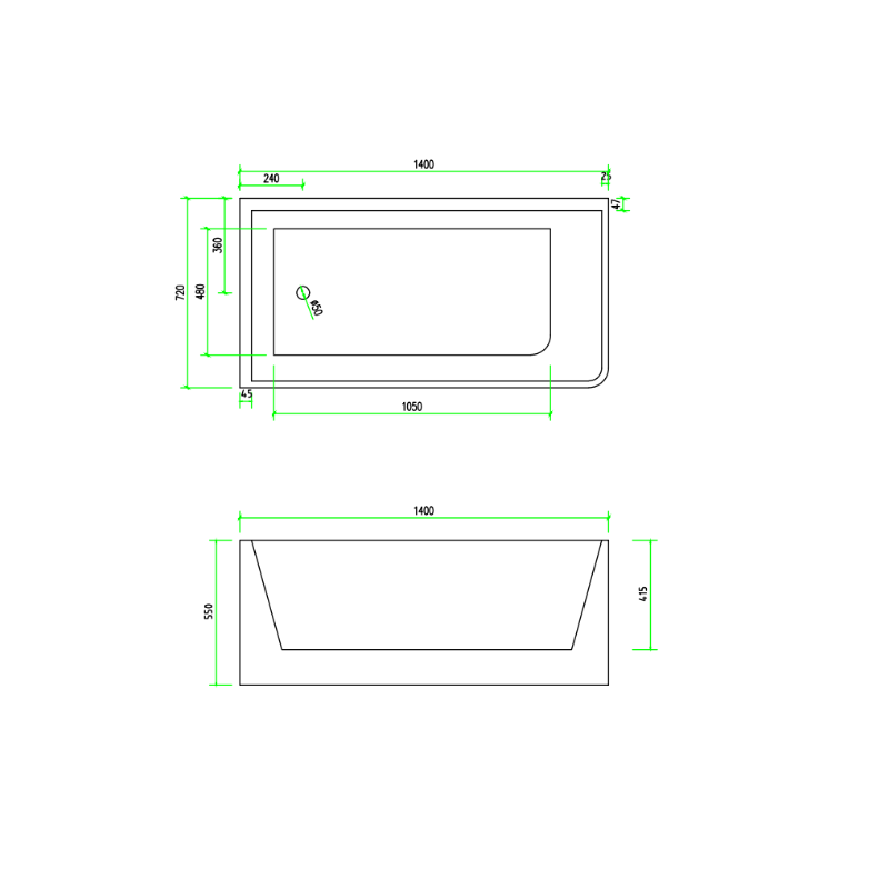 Corner 1400 Left Fit Freestanding Bath Tub | Indulge Bathroom