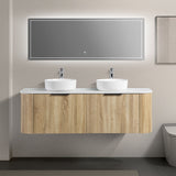 Ronda 1500 Curved Double White Oak Fluted Wall Hung Vanity | Indulge Bathroom