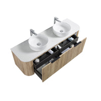 Ronda 1500 Curved Double White Oak Fluted Wall Hung Vanity | Indulge Bathroom