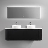 Ronda 1500 Curved Double Matte Black Fluted Wall Hung Vanity | Indulge Bathroom