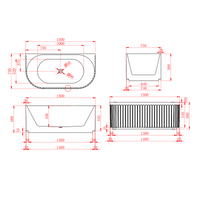 Kelsa Fluted 1500mm Matte White Back to Wall Designer Round Freestanding Bath | Indulge Bathroom