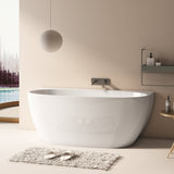 Delta 1500mm Gloss White Back to Wall Oval Freestanding Bath Tub | Indulge Bathroom