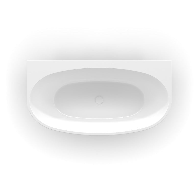Delta 1500mm Gloss White Back to Wall Oval Freestanding Bath Tub | Indulge Bathroom